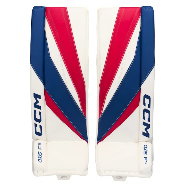Beenbeschermers CCM Axis F5 White/Red/Blue Junior 26 + 1 inch