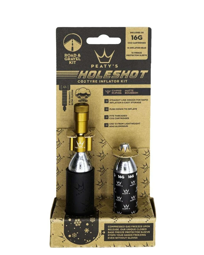 CO2-pompkop met patroonset PEATY'S  Road & gravel (16g) - bourbon (ppr-hti-rag-brb-12)