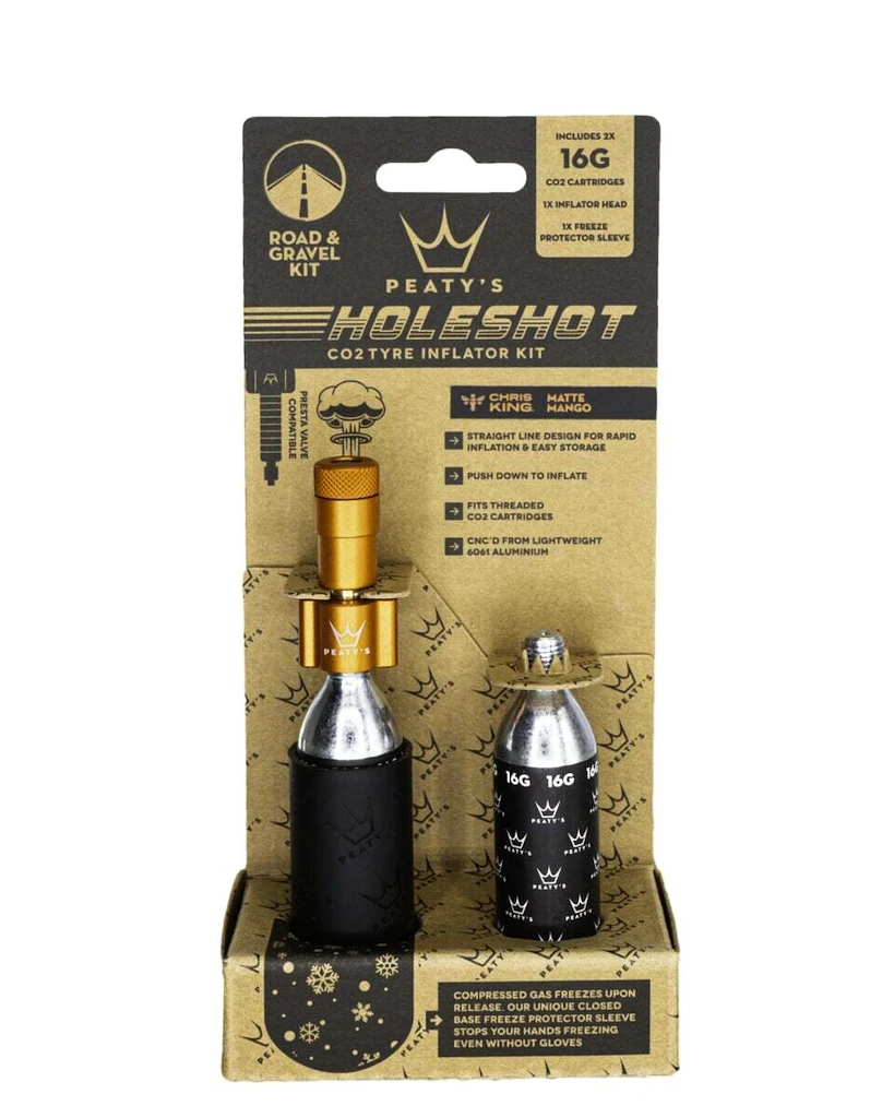 CO2-pompkop met patroonset PEATY'S  Road & gravel (16g) - mango (ppr-hti-rag-mng-12)