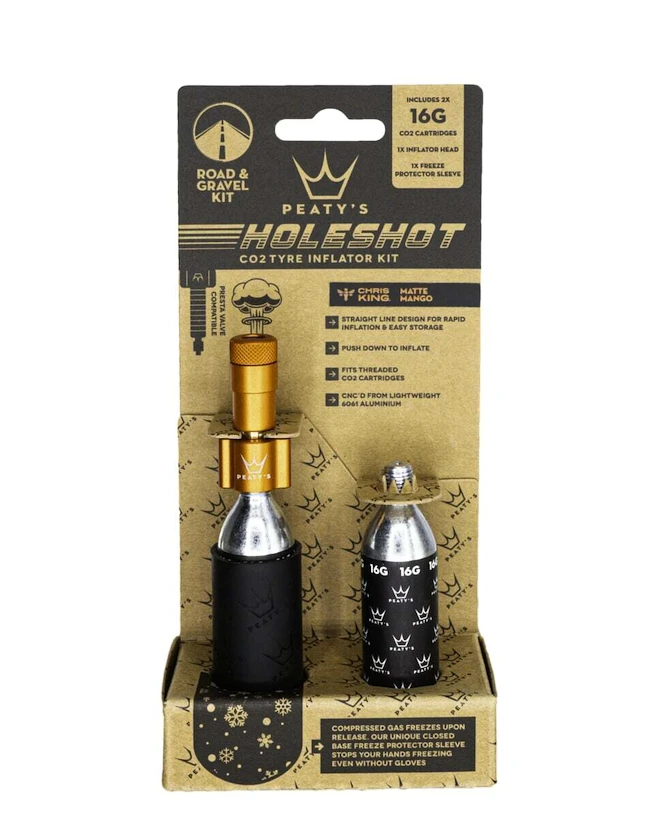 CO2-pompkop met patroonset PEATY'S  Road & gravel (16g) - mango (ppr-hti-rag-mng-12)