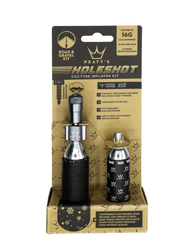 CO2-pompkop met patroonset PEATY'S  Road & gravel (16g) - slate (ppr-hti-rag-slt-12)