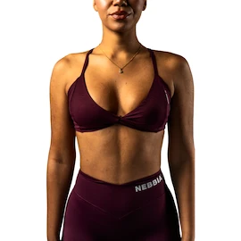 Dames bh Nebbia STRONG BEAUTY Medium-Support Sports Bra TWIST-KNOT 423 dark red