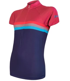 Dames fietsshirt Sensor Cyklo Summer Stripe Blue/Lilla