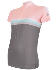 Dames fietsshirt Sensor Cyklo Summer Stripe Grey/Pink