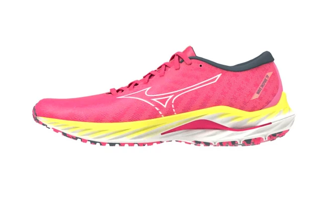 Dames hardloopschoenen Mizuno  Wave Inspire 19 High-Vis Pink/Snow White/Luminous
