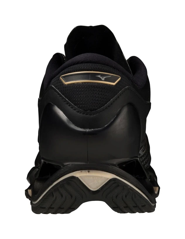 Dames hardloopschoenen Mizuno Wave Prophecy Wave Prophecy 12 Black/GE Gold  UK 5,5