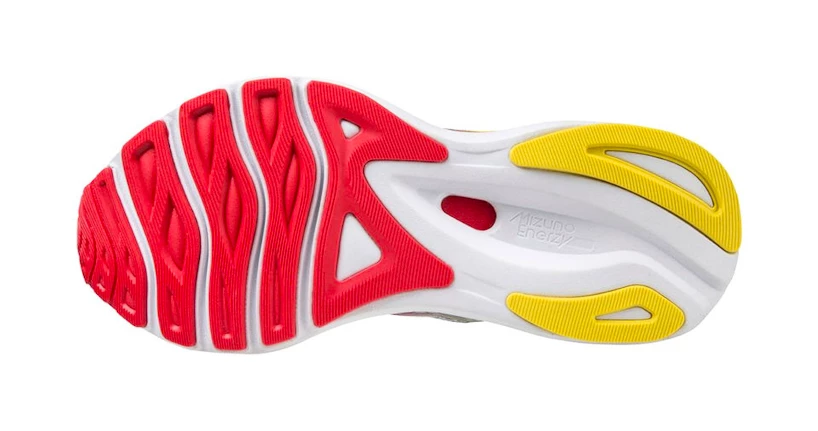 Dames hardloopschoenen Mizuno  Wave Sky 6 White/Hibiscus/Buttercup  UK 4
