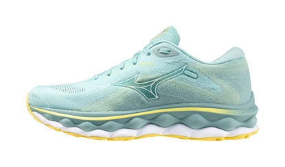 Dames hardloopschoenen Mizuno  Wave Sky 7 Eggshell Blue/White/Sunshine  UK 4