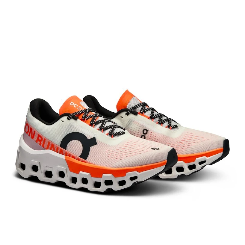 Dames hardloopschoenen On Cloudmonster 2 White/Flame  EUR 42