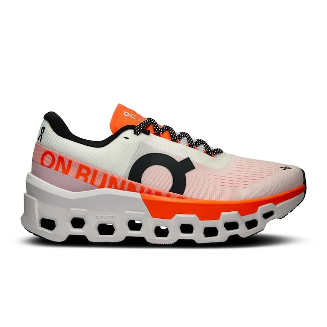 Dames hardloopschoenen On Cloudmonster 2 White/Flame  EUR 42