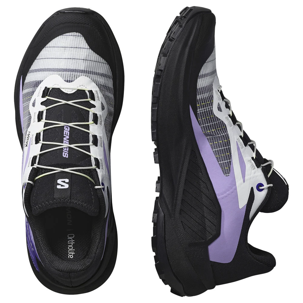 Dames hardloopschoenen Salomon Genesis Black/White/Liberty