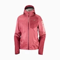 Dames jas Salomon  Bonatti Waterproof Jacket Earth Red/Cabernet