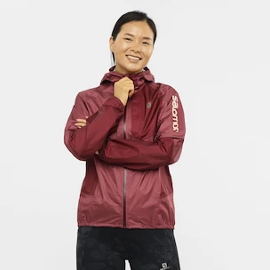 Dames jas Salomon  Bonatti Waterproof Jacket Earth Red/Cabernet