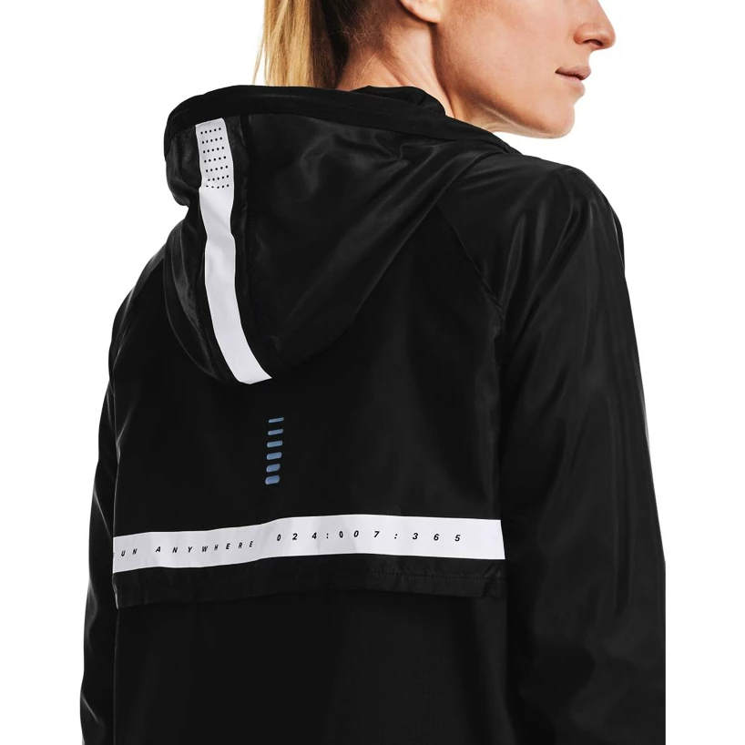 Dames jas Under Armour  Run Anywhere Anorak-BLK XS