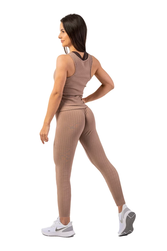 Dames legging Nebbia  Organic Cotton Ribbed High Waist Leggings 405 brown