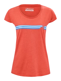 Dames T-shirt Babolat Exercise Stripes Tee Poppy Red