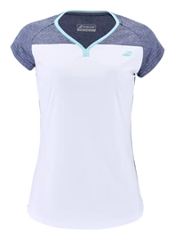 Dames T-shirt Babolat Play Cap Sleeve Top Women White/Blue