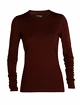 Dames T-shirt Icebreaker  200 Oasis LS Crewe Espresso