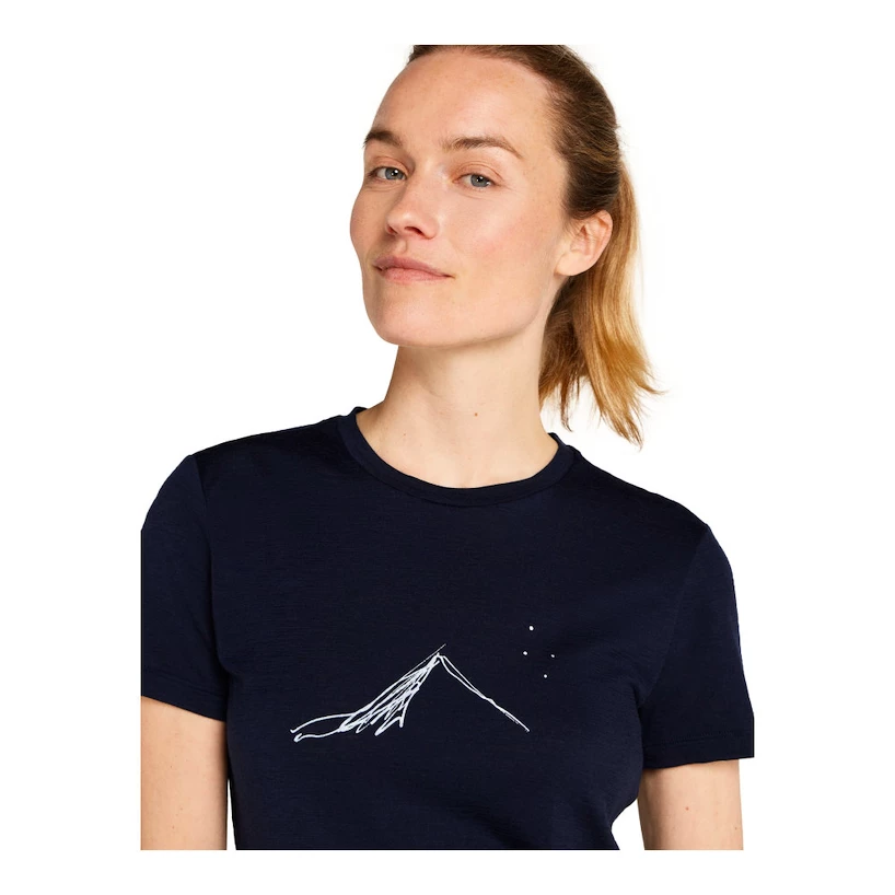Dames T-shirt Icebreaker Merino 150 Tech Lite SS T South Const Midnight Navy