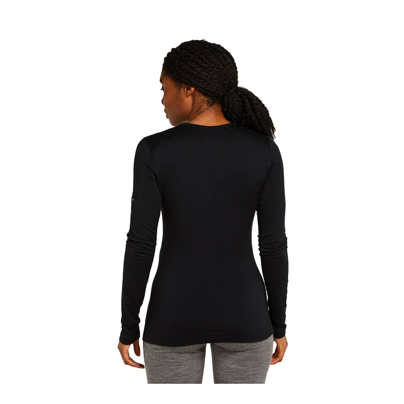 Dames T-shirt Icebreaker Merino 200 Oasis LS Crewe Mountain Pulse Black