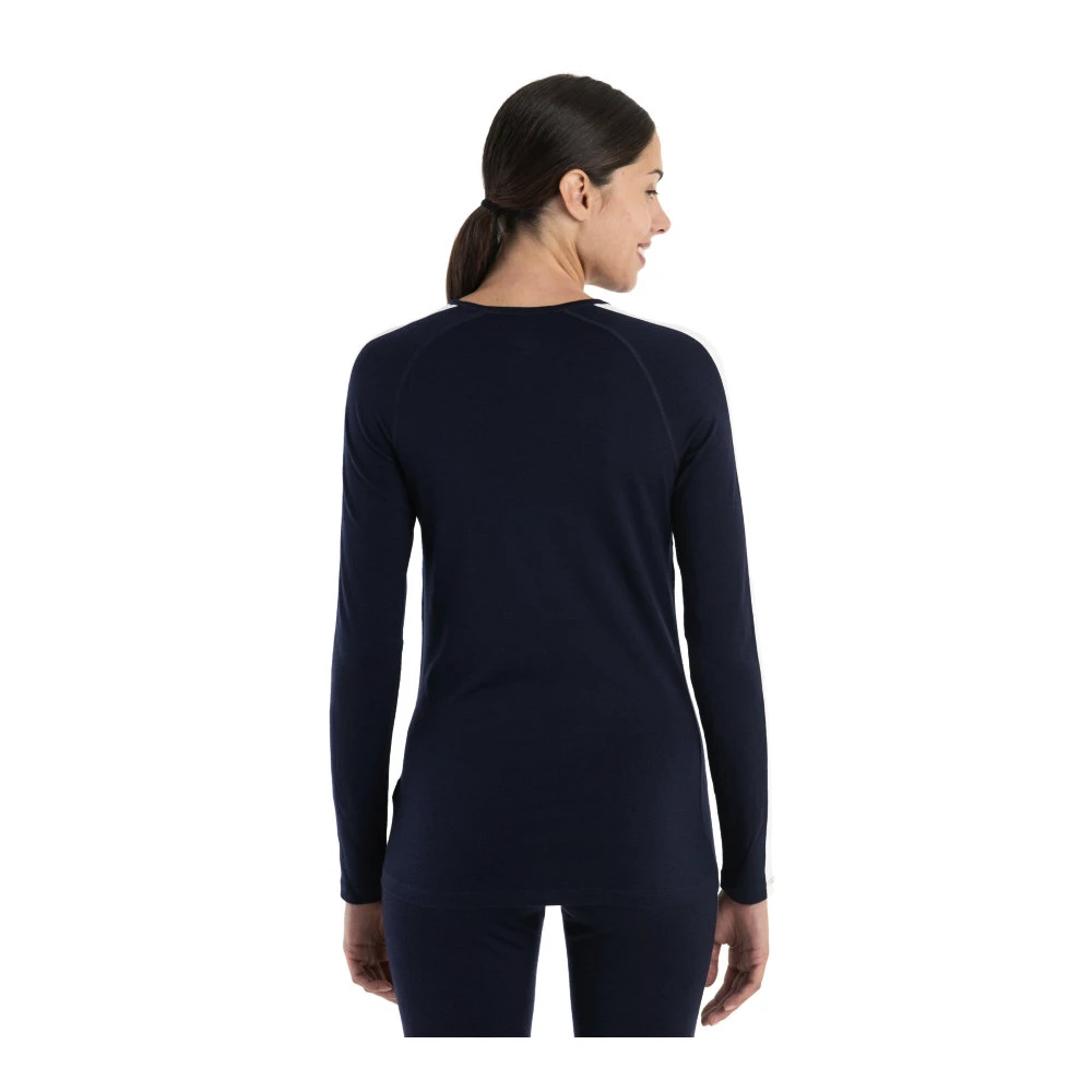 Dames T-shirt Icebreaker Merino 200 Sonebula LS Crewe Mid Navy/Royal Navy/Snow/Cb