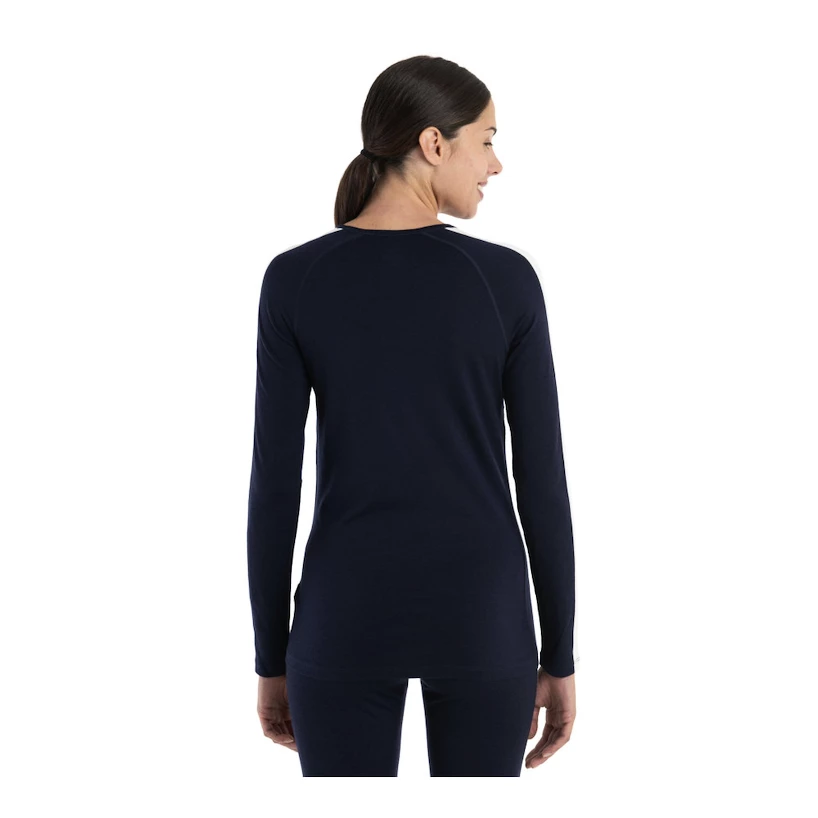 Dames T-shirt Icebreaker Merino 200 Sonebula LS Crewe Mid Navy/Royal Navy/Snow/Cb