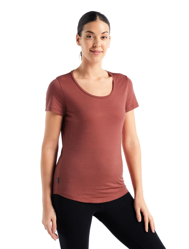 Dames T-shirt Icebreaker  Sphere II SS Scoop Tee Grape XL
