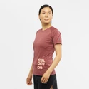 Dames T-shirt Salomon Cross Run Graphic Tee Cabernet