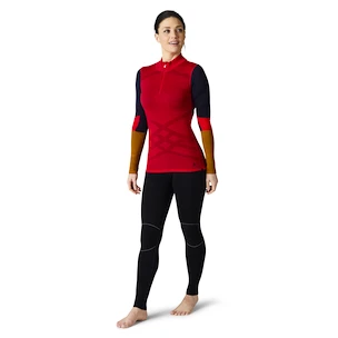 Dames T-shirt Smartwool  W Intraknit Merino 200 Colorblck 1/4 Zip pomegranate
