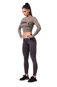 Dames top Nebbia Hero Sporty Hero crop top long sleeve mocha XS