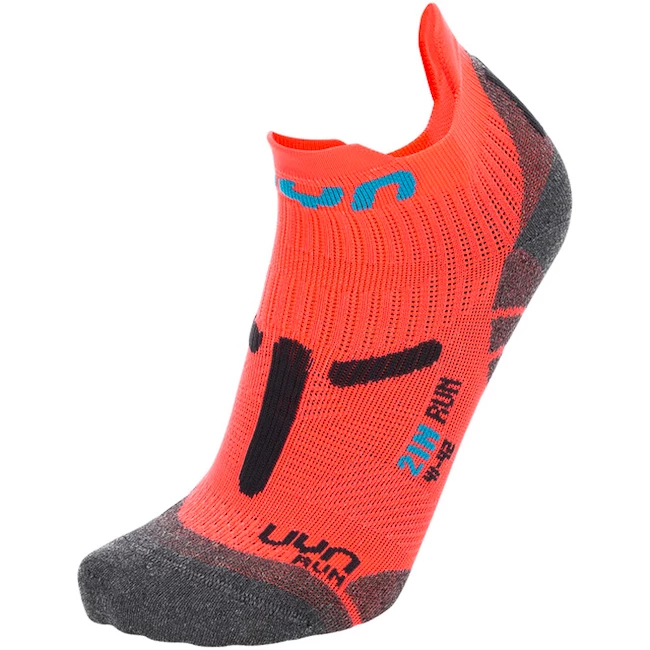 Damessokken UYN  RUN 2IN SOCKS Coral Fluo/Anthracite  35/36