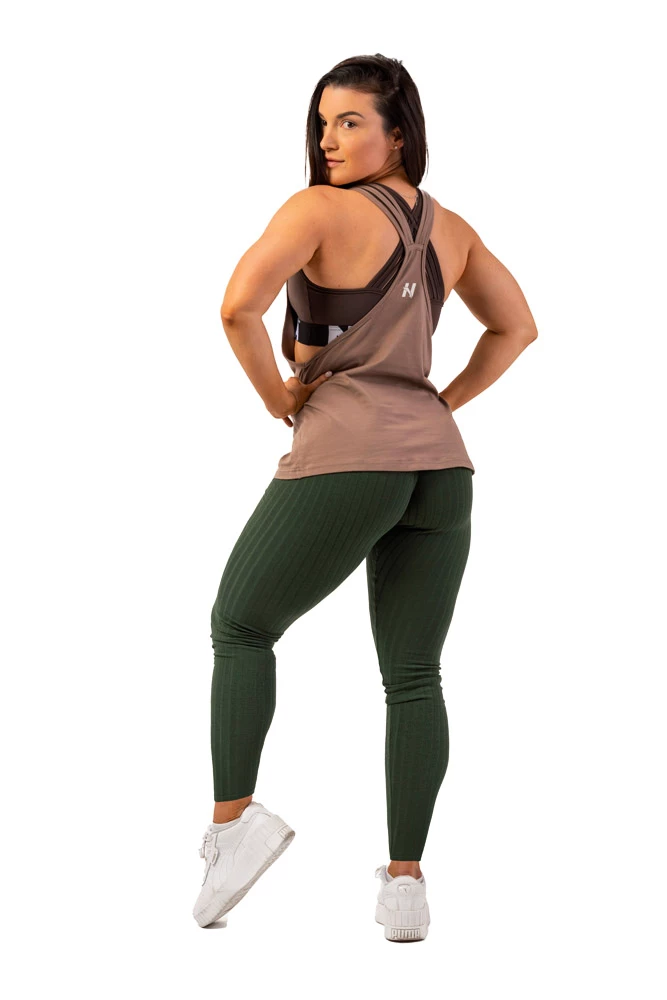 Damestop Nebbia  Sleeveless Loose Cross Back Tank Top "Feeling Good" 419 Brown