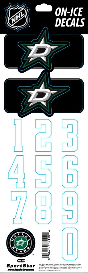 Helmnummers Sportstape  ALL IN ONE HELMET DECALS - DALLAS STARS - DARK HELMET 2010
