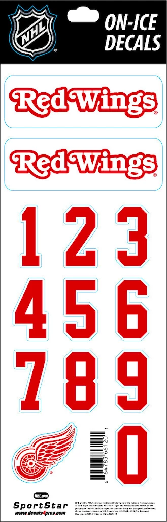 Helmnummers Sportstape  ALL IN ONE HELMET DECALS - DETROIT RED WINGS