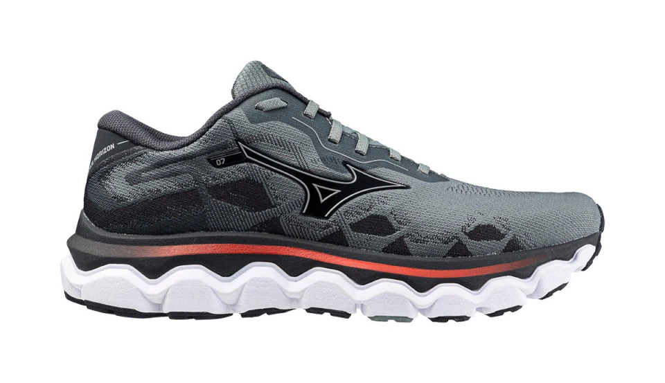 Heren hardloopschoenen Mizuno  Wave Horizon 7 Lead/Nickel/Cayenne  UK 14