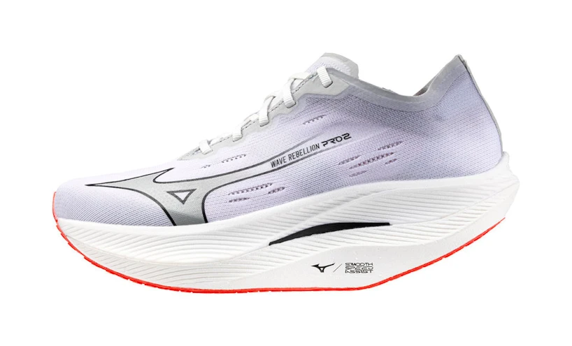 Heren hardloopschoenen Mizuno Wave Rebellion Pro 2 White/Harbor Mist/Cayenne  UK 6