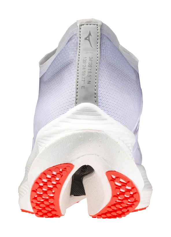 Heren hardloopschoenen Mizuno Wave Rebellion Pro 2 White/Harbor Mist/Cayenne  UK 6