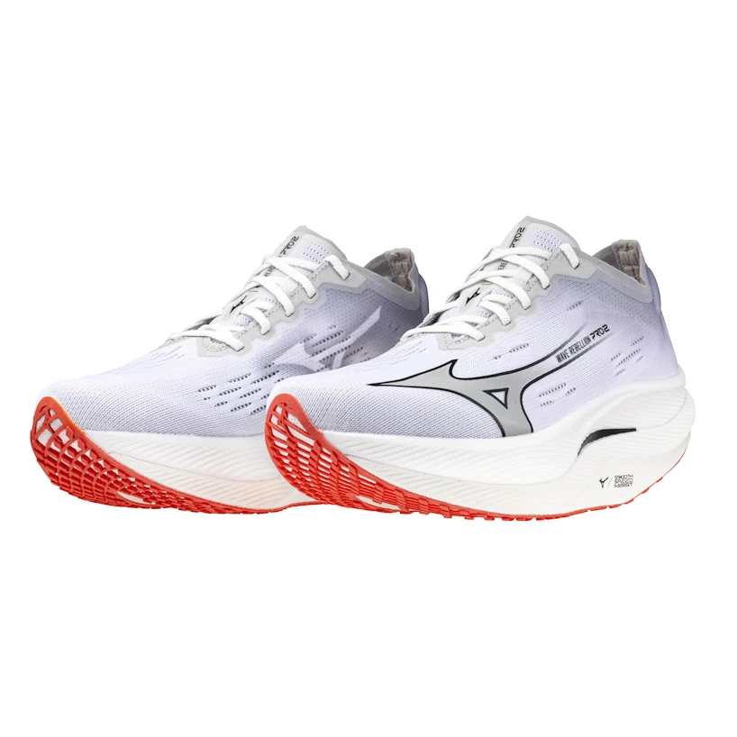 Heren hardloopschoenen Mizuno Wave Rebellion Pro 2 White/Harbor Mist/Cayenne  UK 6
