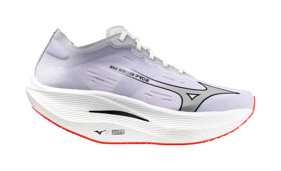 Heren hardloopschoenen Mizuno Wave Rebellion Pro 2 White/Harbor Mist/Cayenne  UK 6