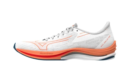 Heren hardloopschoenen Mizuno Wave Rebellion Sonic White/Light Orange/Blue Ashes  UK 6