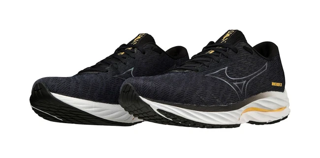 Heren hardloopschoenen Mizuno  Wave Rider 26 Odyssey Gray/Metallic Gray/Pale Marigold