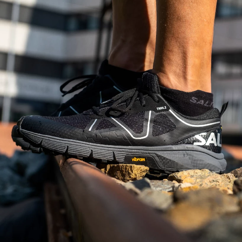 Heren hardloopschoenen Salming Recoil Trail 2 Black/Grey