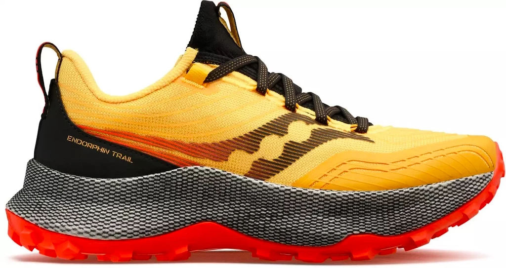 Heren hardloopschoenen Saucony  Endorphin TRAIL vizigold/vizired