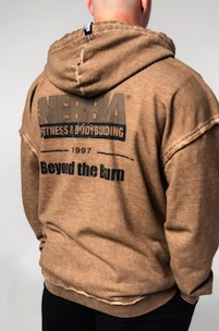 Heren hoodie Nebbia  Washed-off Zip Up Hoodie GYM BRO 362 Light Brown