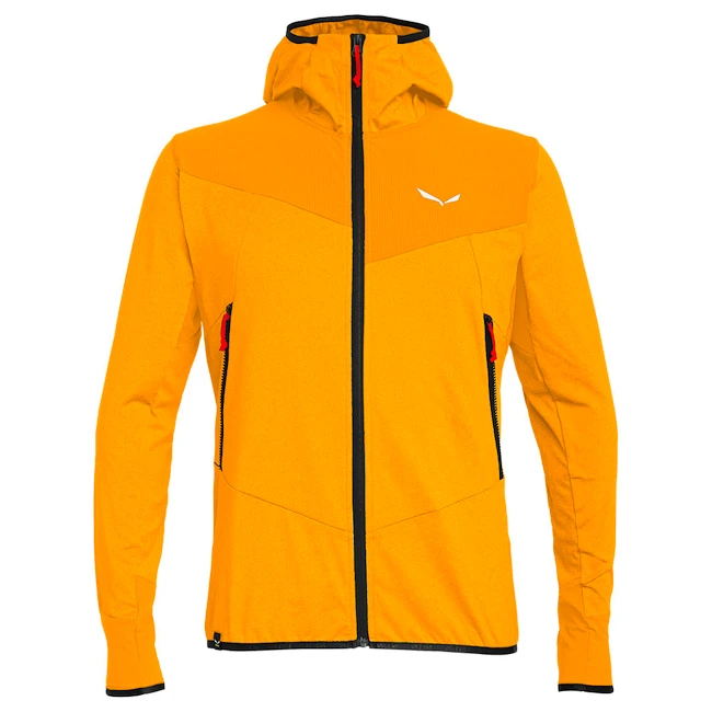 Heren hoodie Salewa  Agner Hybrid PL/DST M FZ Hdy Turmeric Melange/0910