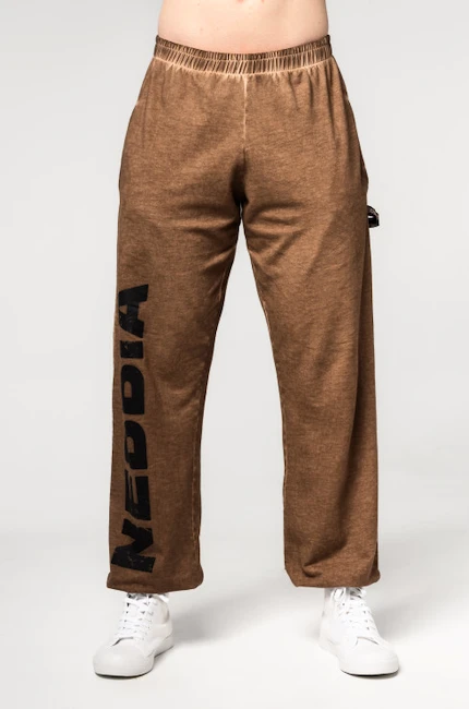 Heren joggingbroek Nebbia  Washed-off Gym Sweatpants Baggy Style GYM BRO 373 Ligth Brown