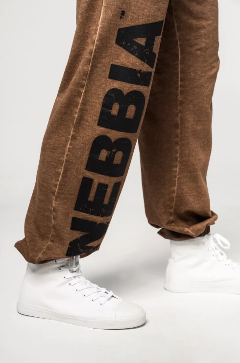 Heren joggingbroek Nebbia  Washed-off Gym Sweatpants Baggy Style GYM BRO 373 Ligth Brown