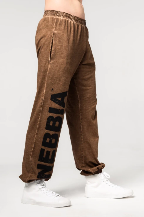 Heren joggingbroek Nebbia  Washed-off Gym Sweatpants Baggy Style GYM BRO 373 Ligth Brown