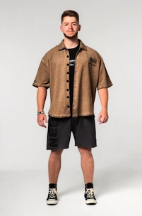 Heren overhemd Nebbia  Washed-off Oversized Shirt 90s THROWBACK 347 Light Brown