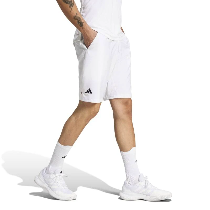 Heren short adidas  Club 3 Stripes Short White